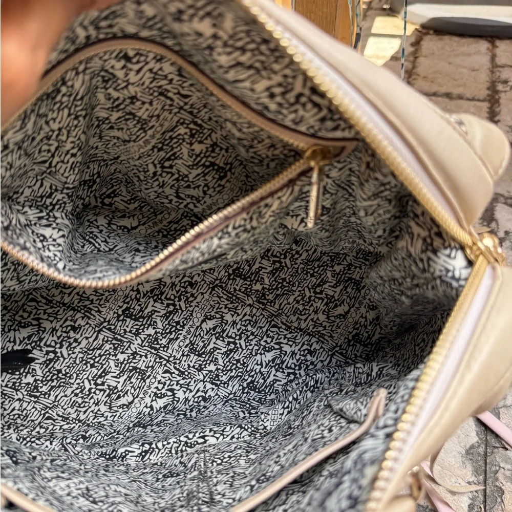 Rebecca Minkoff Cream and Purple Satchel with Elegant Detailing - Picture 2 of 4